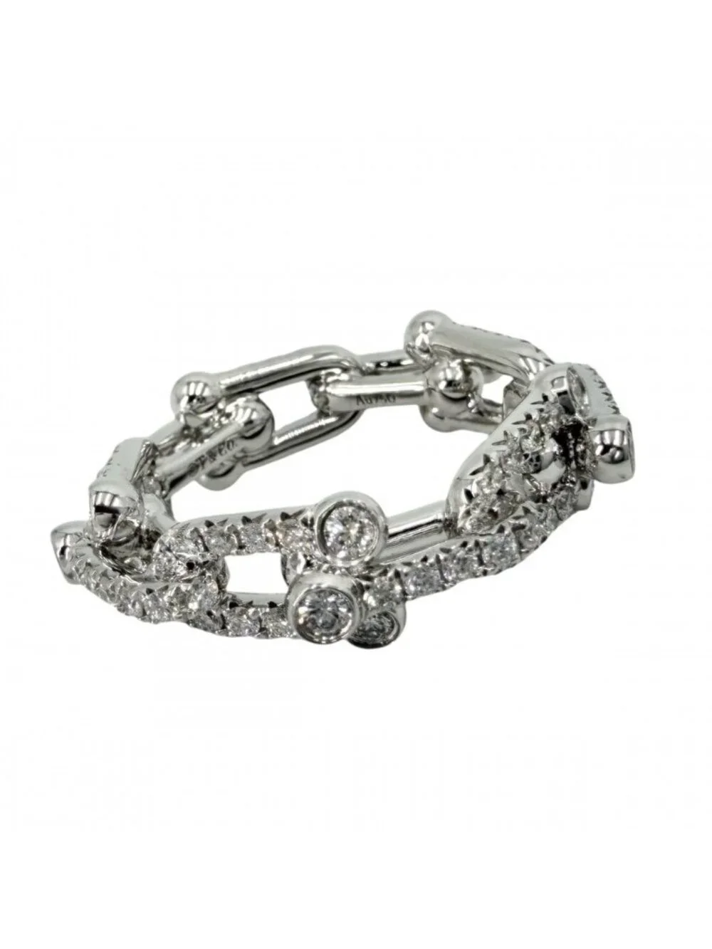 Tiffany & Co Ring Small Link Accessory Pave White Gold Diamond